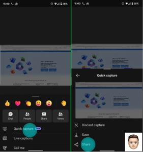 Screen Shot of Teams Mobile Quick Capture
